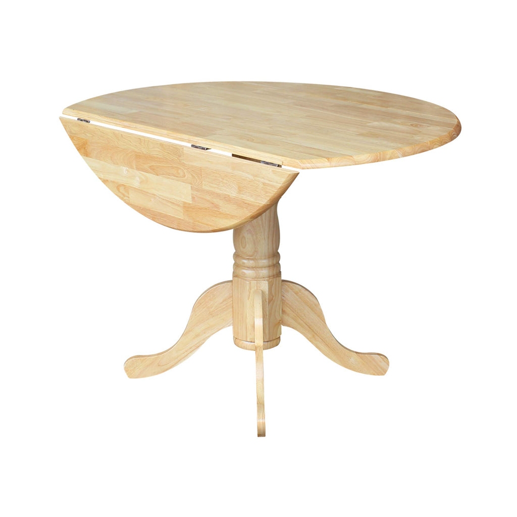42" Solid Wood Drop Leaf Pedestal Dining Table