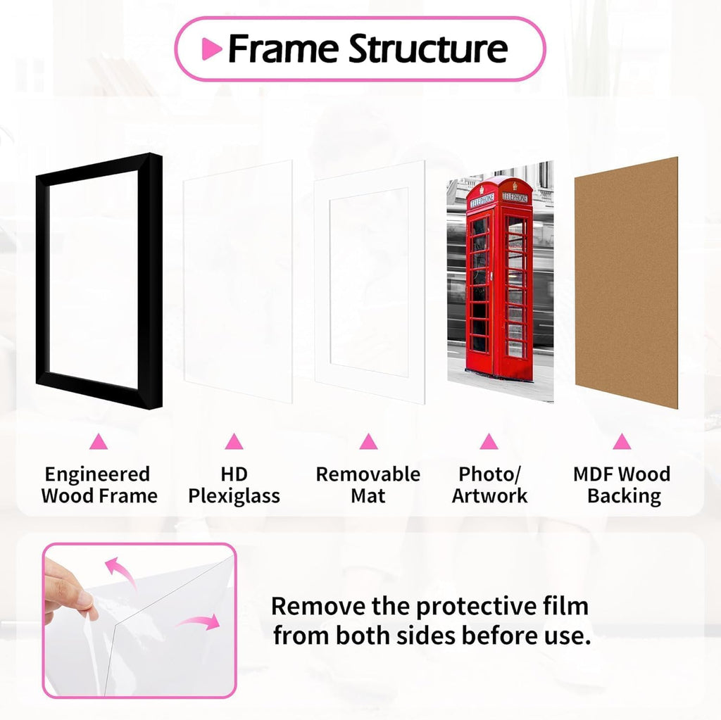 12x12 Picture Frame 2 Pack, Black Photo Frames Collage for Wall Hanging, 12 x 12 Square Wall Gallery Poster Frame