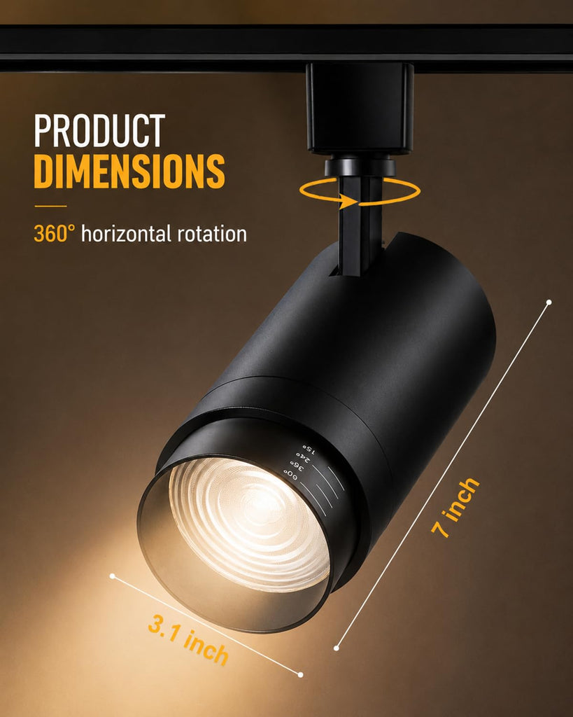 30W Zoomable LED Track Lighting Heads, Remote Control H Type Track Light Fixtures, 15°-60° Beam Angle