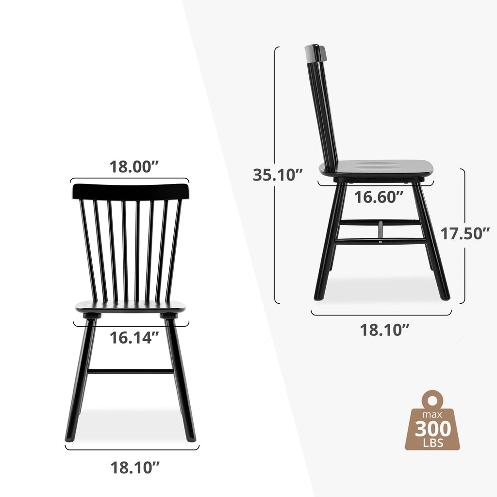 Windsor Dining Chair, Dining Chairs Set of 6, Spindle Back Wood Kitchen Chairs Wooden, Farmhouse Dining Chairs, Black