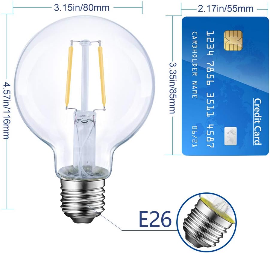 Energetic 12-Pack 4W Dimmable Globe LED Light Bulb, G25 Vintage Light Bulb, 40W Equivalent, 350Lumens, 2700K Soft