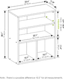 PASIR Book Shelf, 3-Tier Display Bookshelf with Adjustable Shelf, Cube Storage Bookcase, 11.8 x 23.6 x 28.2, Black Oak