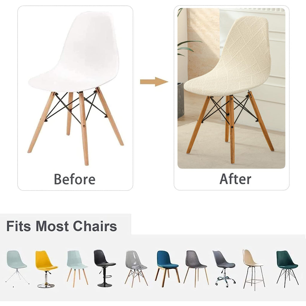 Mid Century Modern Dining Chair Covers Shell Chair Cover Lounge Armless Chair Cover Stretchable Slipcovers (Set of 2)