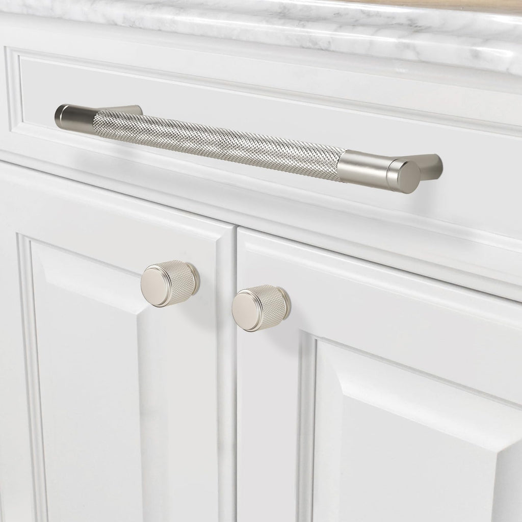 10 Pack 5Inch Brushed Satin Nickel Kitchen Cabinet Handles Knurled Cabinet Pulls Drawer Pulls Kitchen Hardware