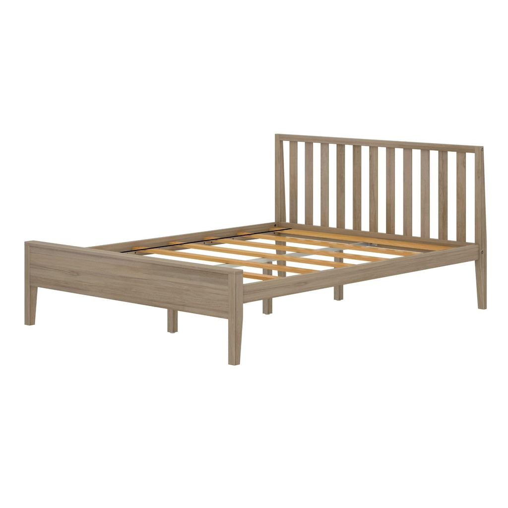 Scandinavian Single Bed (Queen), with Slatted Headboard, Blonde