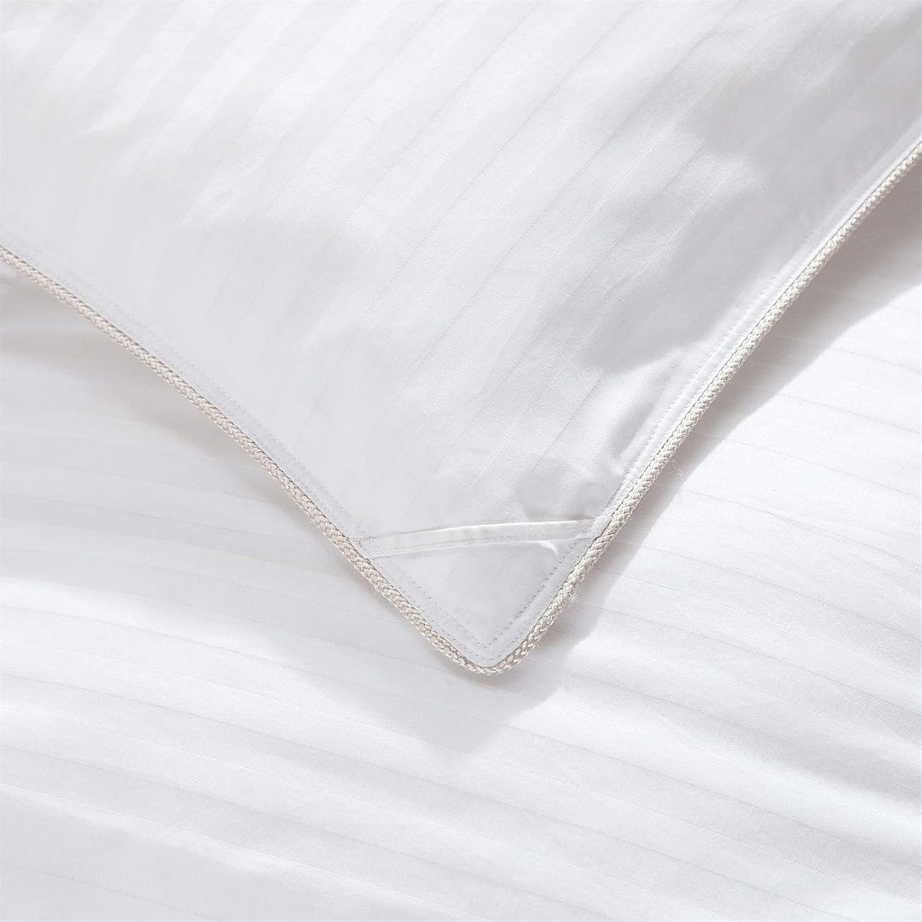Luxurious All-Season Goose Down Comforter Duvet Insert, Exquisite Oversize Olympic Queen White Stripe Design, 98" X