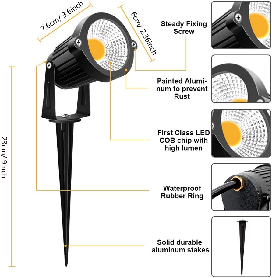 Low Voltage Landscape Lights LED Landscape Lighting, 5W 12V Garden Pathway Lights Waterproof Warm White Walls Trees
