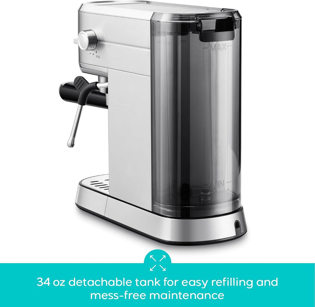 CM5418 Compact Espresso Machine with Milk Frothing Steam Wand | Stainless Steel, 20-Bar Pump, Built-in Pressure