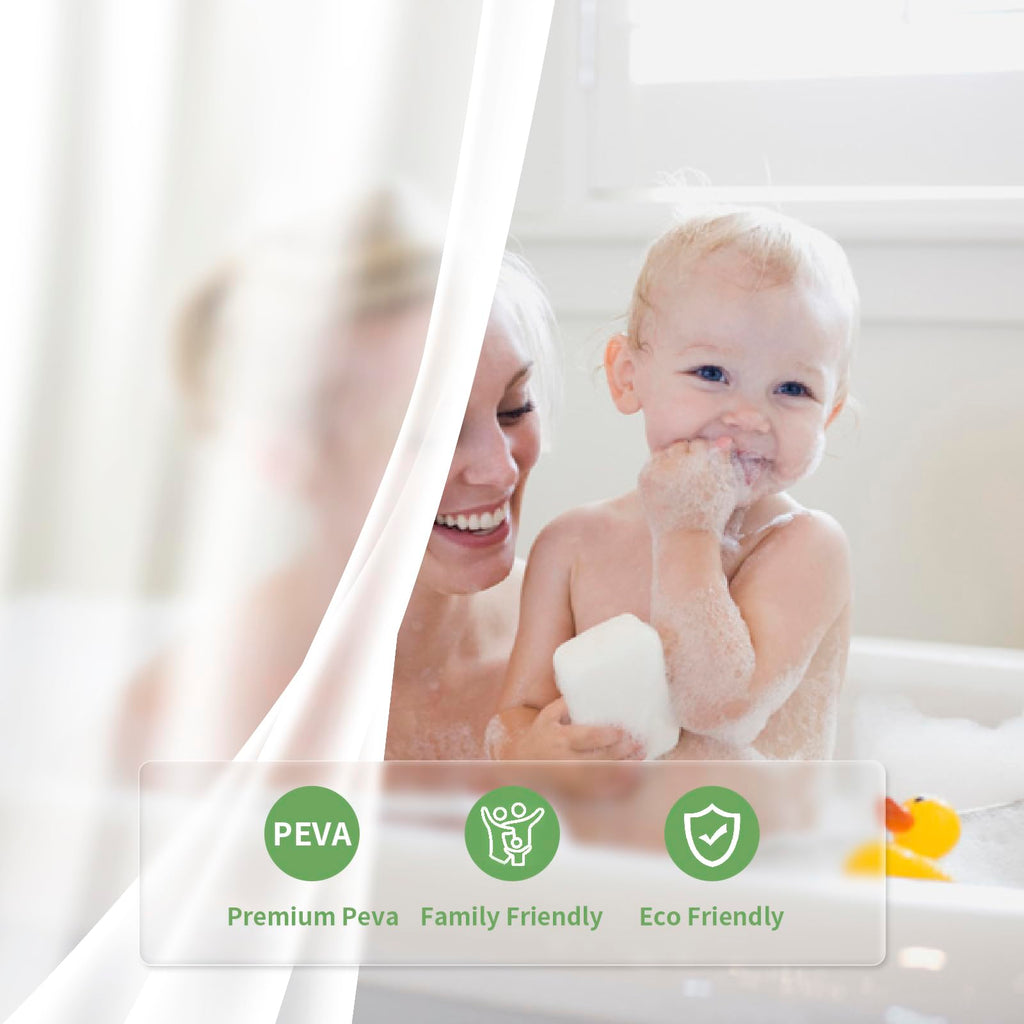 2 Pack PEVA Snap-in Shower Curtain Liner Replacement, Compatible with No Hook Shower Curtain with Snap in Liner