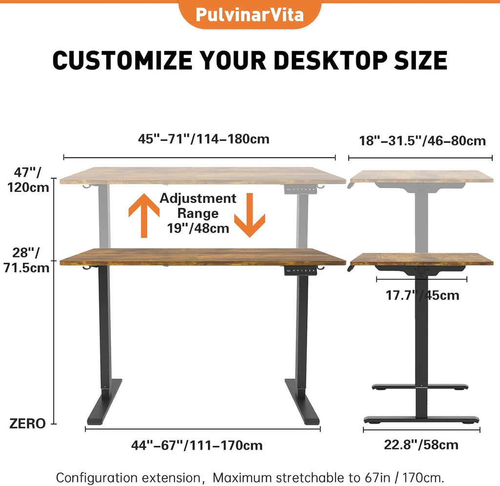 Dual Motor Standing Desk Frame, Ergonomic Stand Up Desk Base Workstation with Cable Management Tray, Headphone Hook