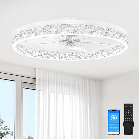 Fandelier Ceiling Fans with Light, 23.6in Low Profile Ceiling Fan with Light and Remote