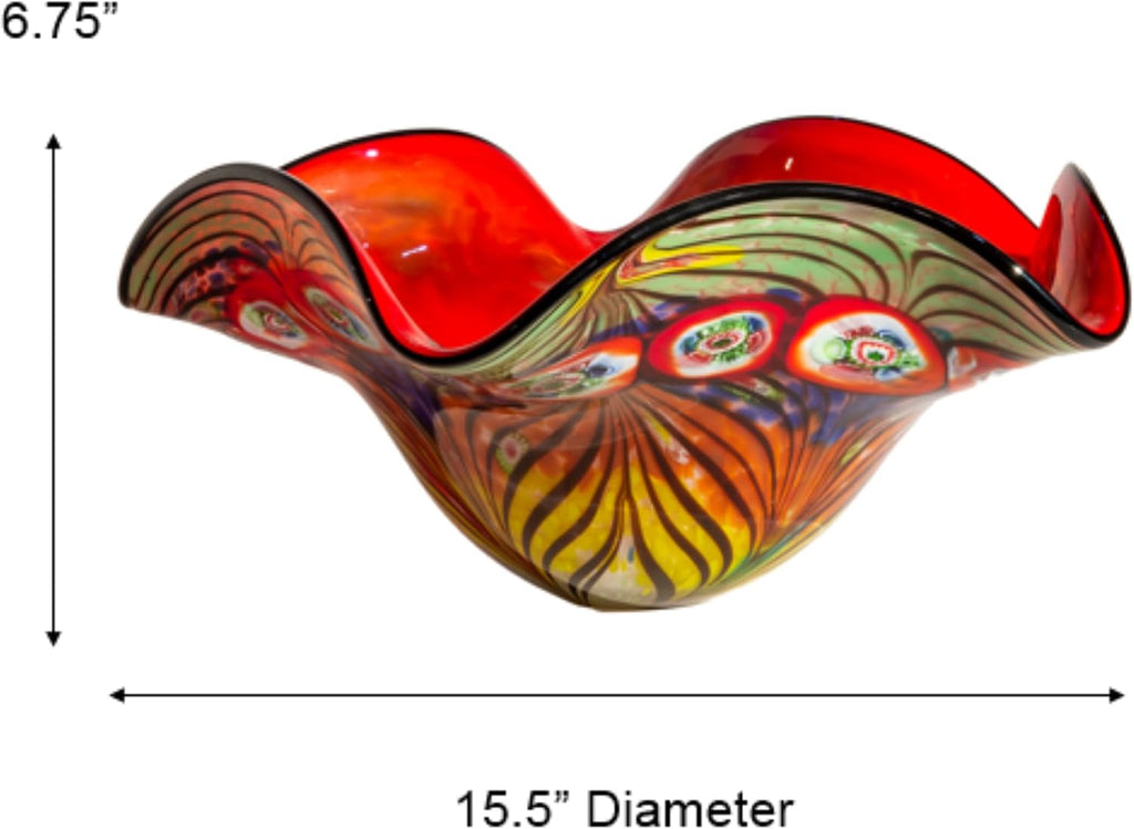 AV19269 Albie Hand Blown Art Glass Bowl, Multicolor