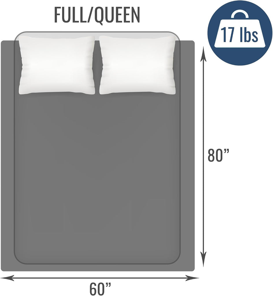 Microfiber Weighted Blanket Queen Size | 17 lb Heavy Blanket | 80" x 60" Breathable | Soft Microfiber with Glass