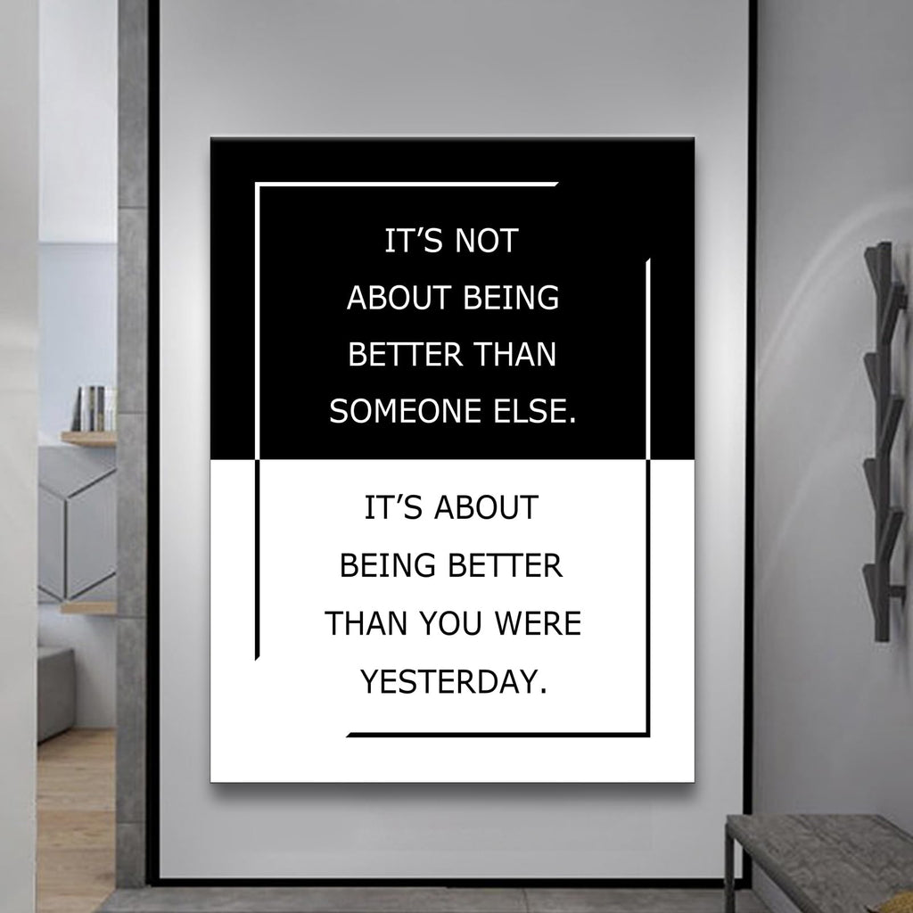Self Improvement Quote Canvas Poster, Minimalist Wall Art Decor