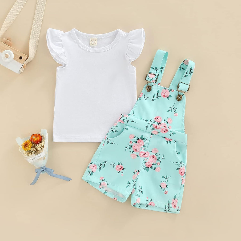 Kids Baby Girl Summer Clothes T-Shirt Tops Suspender Overalls Shorts Toddler Infant Outfit