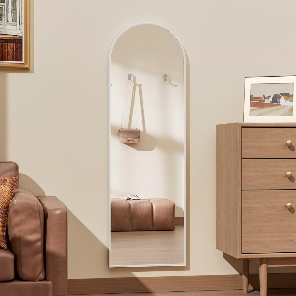 Arched Full Length Door Mirror 14"x48" Full Body Mirror White