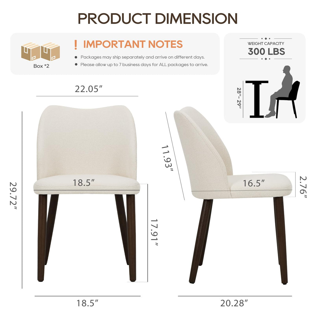 Upholstered Dining Chairs Set of 4, Modern Fabric Dining Room Kitchen Side Chair with Padded Seat and Wood Legs for