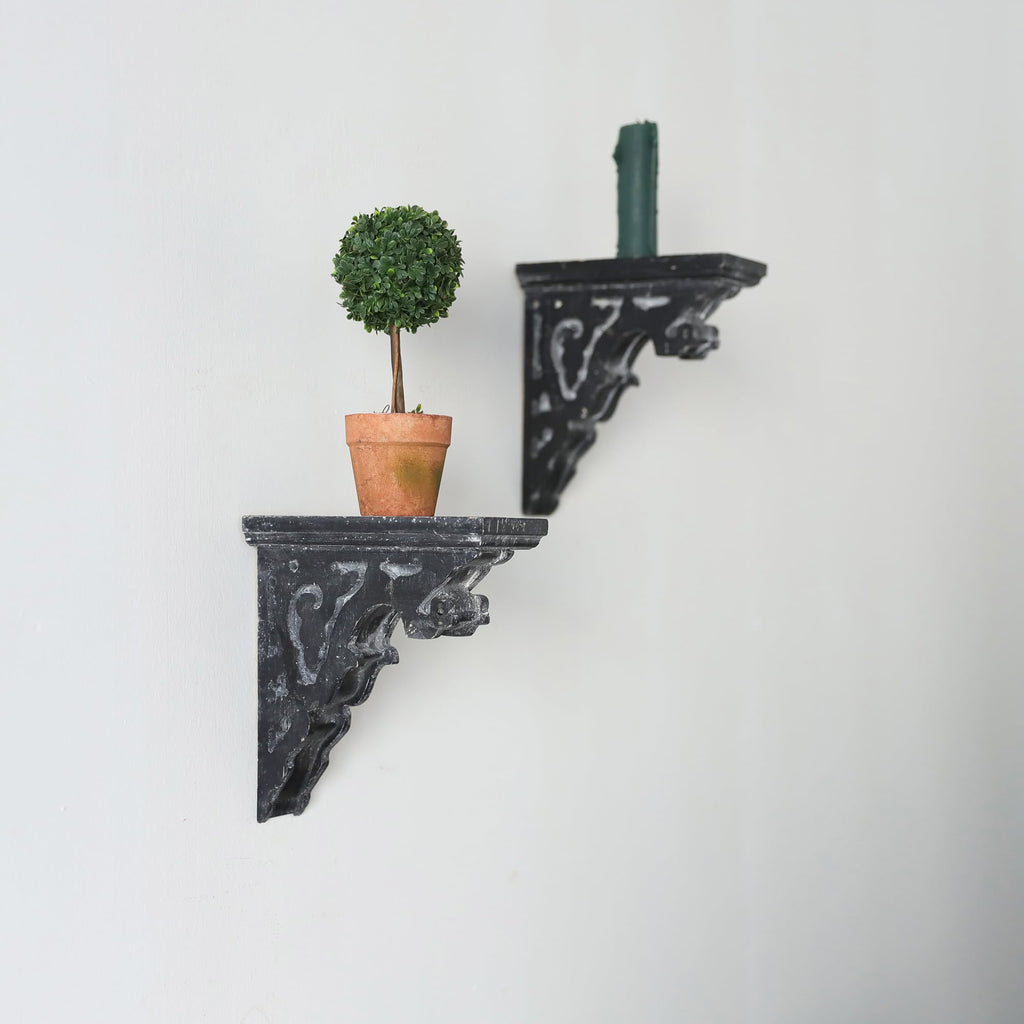 Corbels for Shelves Wood Corbels Decorative Set of 2,L7.2 x W3.1 x H7.8 Inch, Shelf Brackets Wooden Vintage Shelf