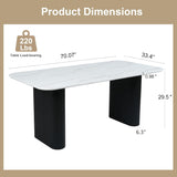 Faux Marble Oval Dining Table, 71" Modern Kitchen Table for 4-6 People, Easy to Assemble Accent Dining Table with