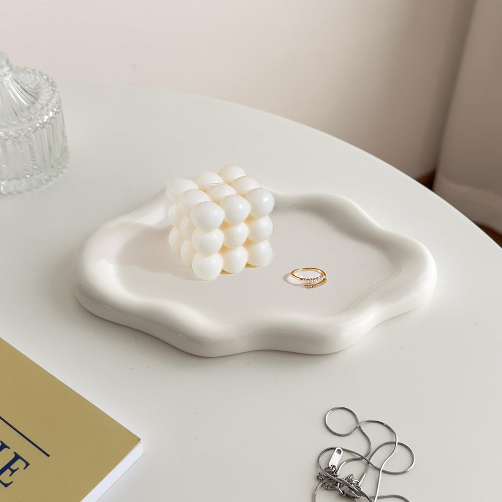 Ceramic Jewelry Dish for Women, Jewelry Tray Trinket Dish, Irregular Cloud Shape Ceramic Plate, Watch Keys Tray Ring