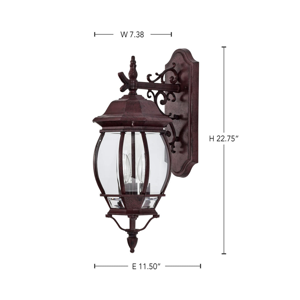 60/892 Traditional Three Light Outdoor Wall Mount from Central Park Collection in Bronze/Dark Finish