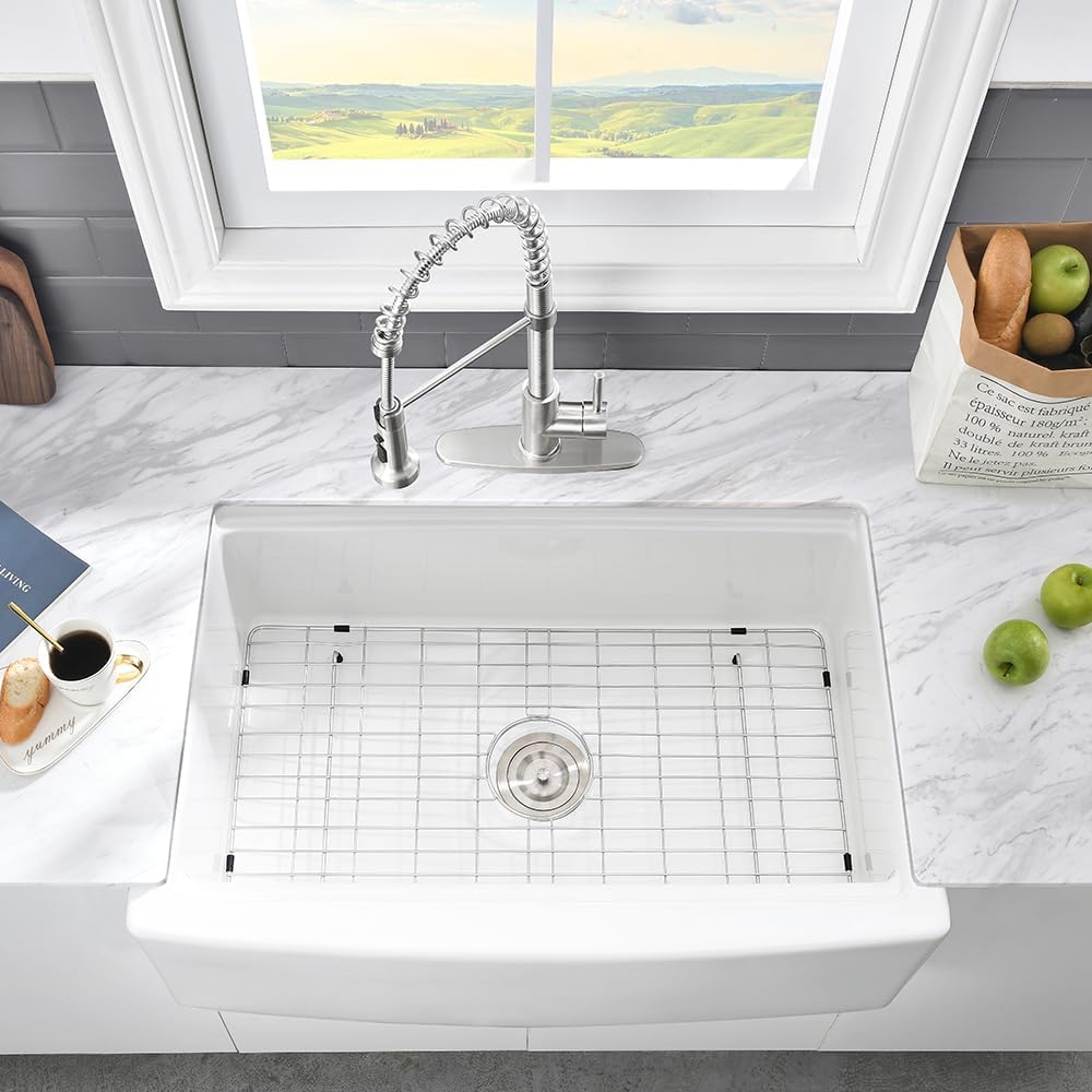 33 White Farmhouse Sink Workstation Apron Front Farm Sink Fireclay | 33x21 White Fireclay Farmhouse Kitchen Sink