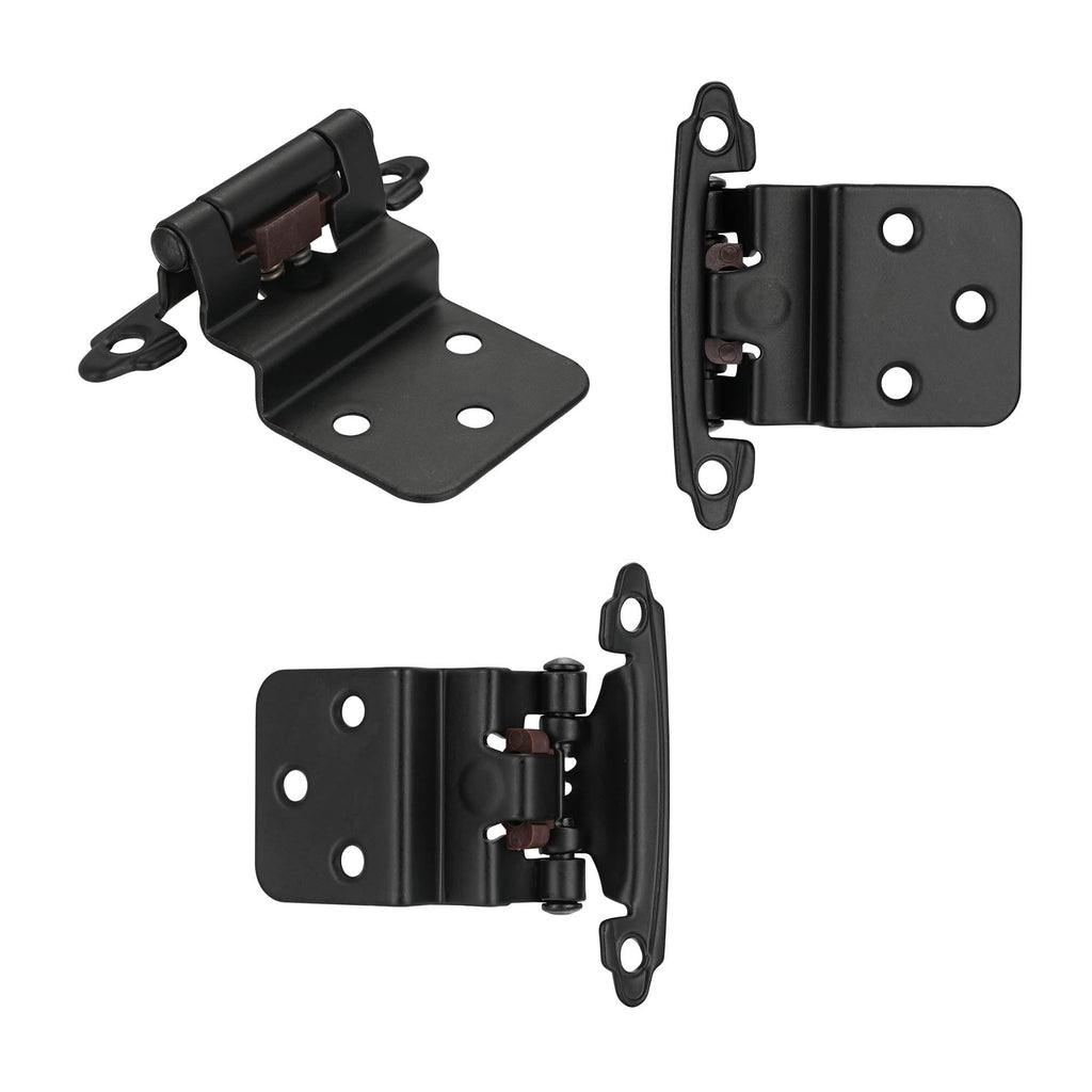 Matte Black Cabinet Hinges, 3/8" Inset, 4 Pack