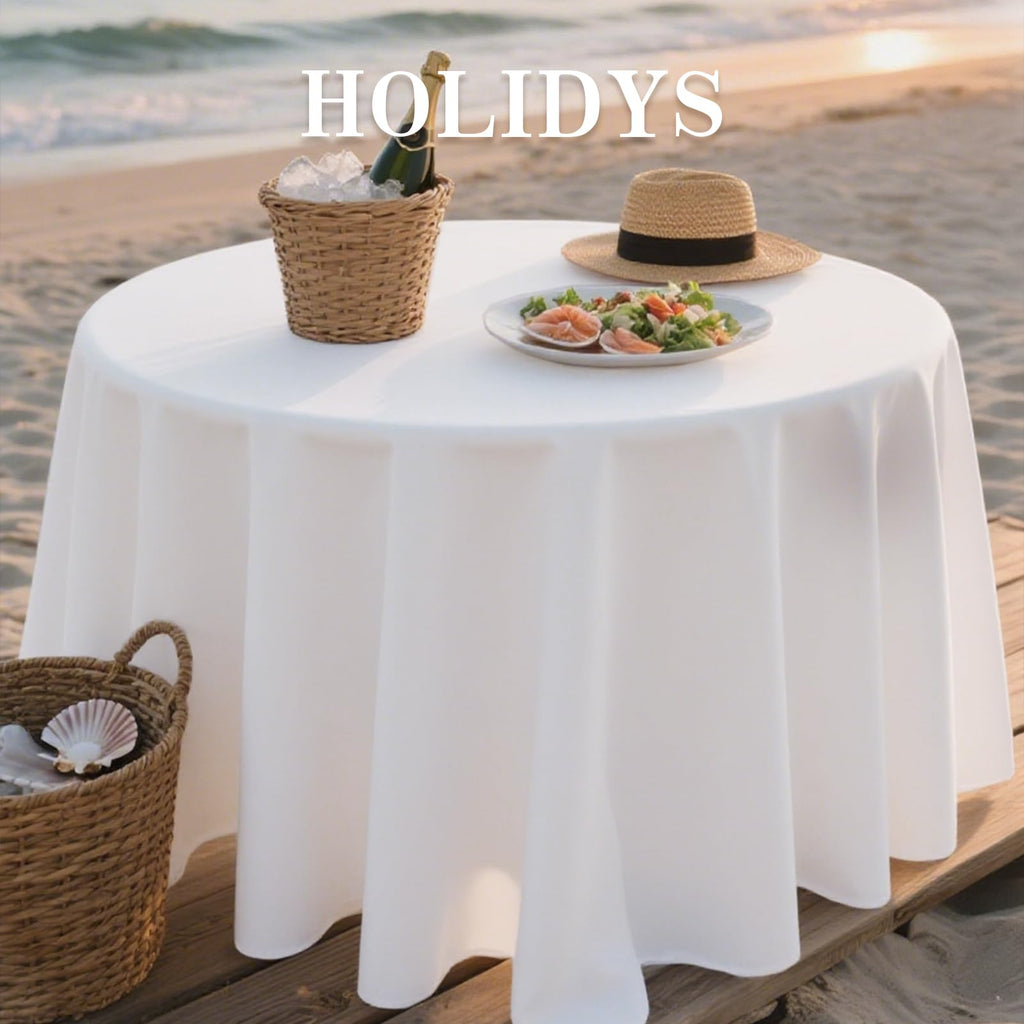 6 Pack White Table Cloth 90 Inch Round Cloth Fit 5FT Table
