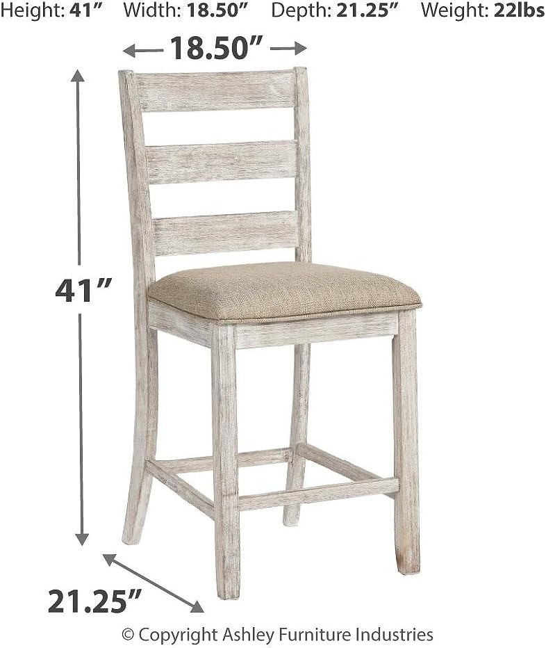 Skempton | 2-Count 24" Counter-Height Upholstered Bar Stools - Coastal Chic Ladder-Back, Antique White