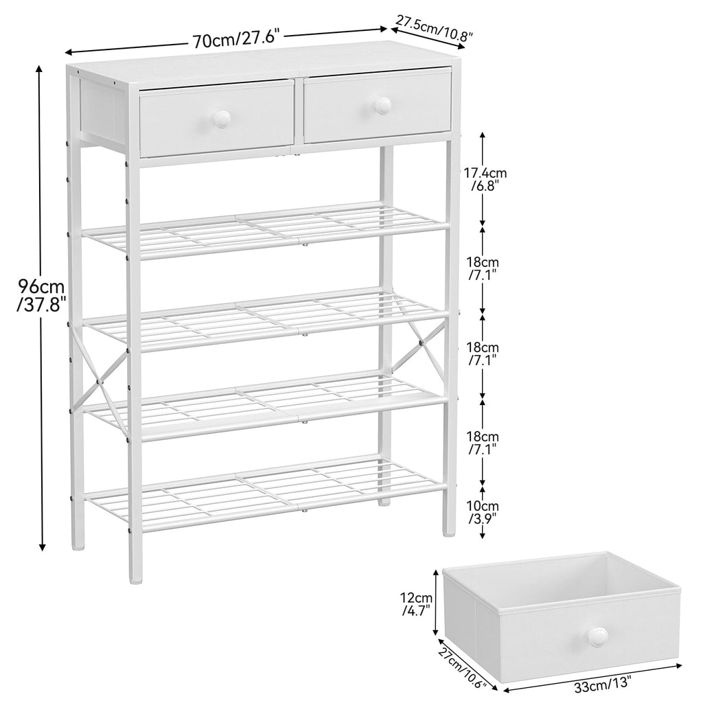 5 Tier Shoe Rack with 2 Drawers, 16-20 Pairs Greige