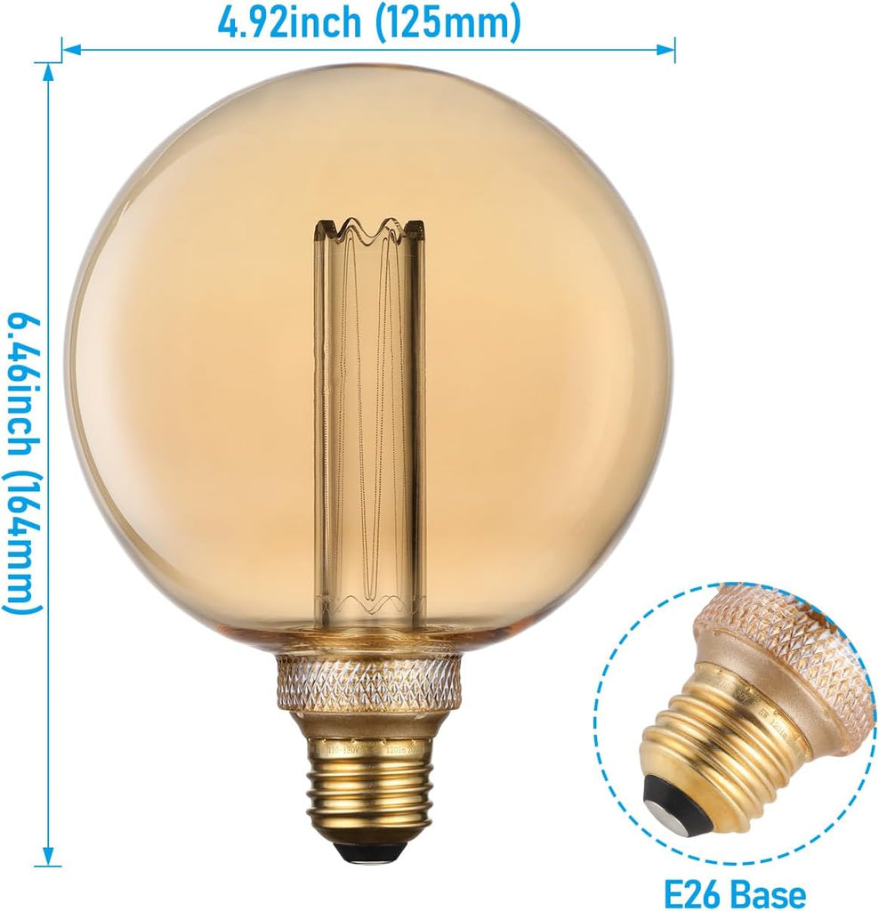 Artist Series G125 LED Globe Decorative Light Bulb, Amber 2000K