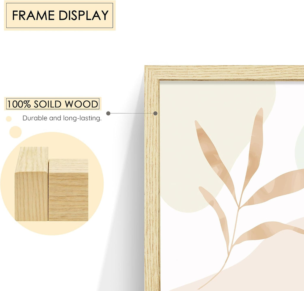 Natural Wood 12 Pack Mixed Size Gallery Frame | Multi-size Gallery Frames: 4pcs 8x10, 4pcs 5x7, 4pcs 4x6, Supports