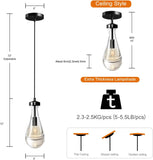 Raindrop Pendant Lights Kitchen Island Teardrop Black Hanging Light Fixtures Clear Solid Glass Pendant Light Modern Chandeliers for Dining Room Porch Corridor Living Room A121-B0BN142JST