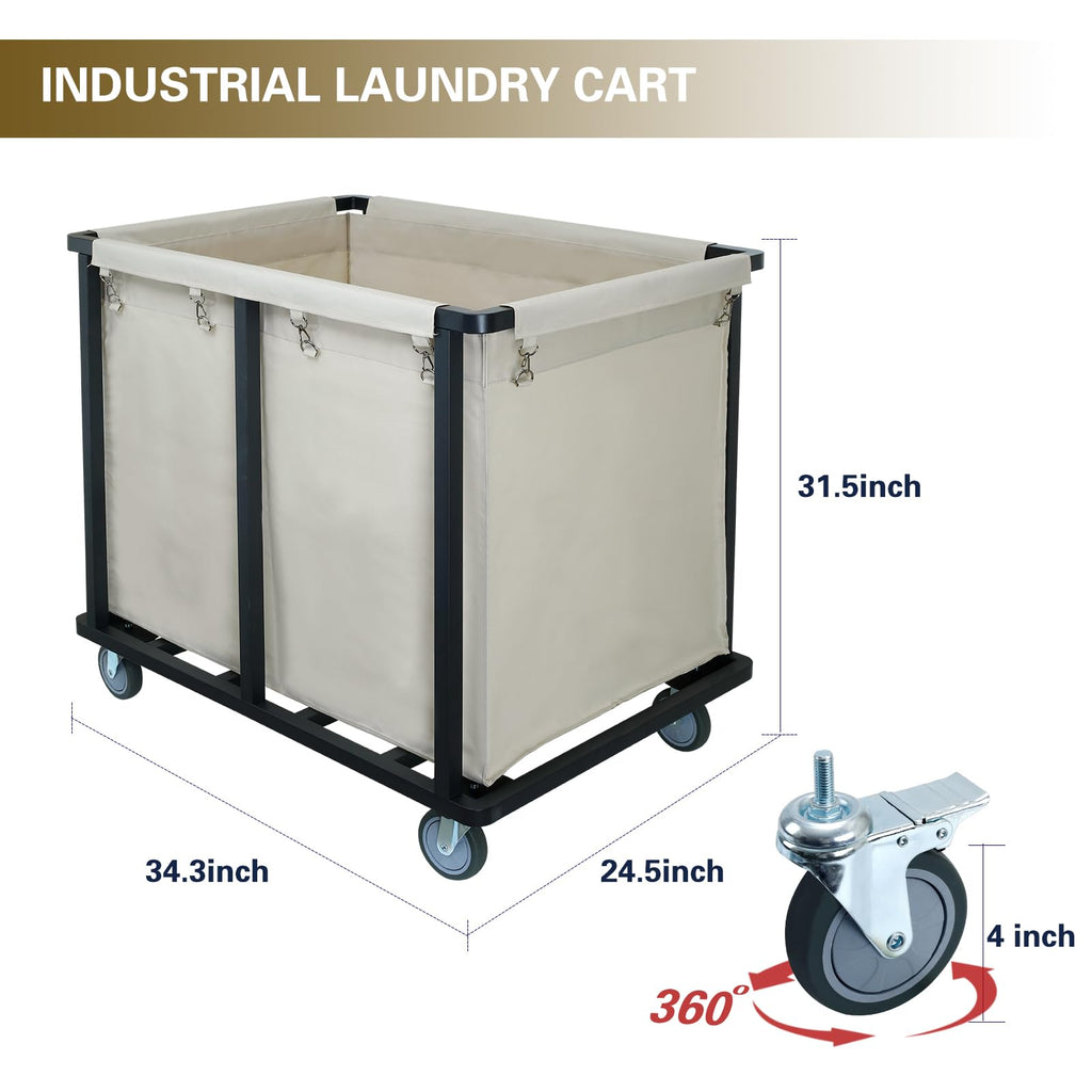 Commercial Laundry Cart with Wheels,400L Beige