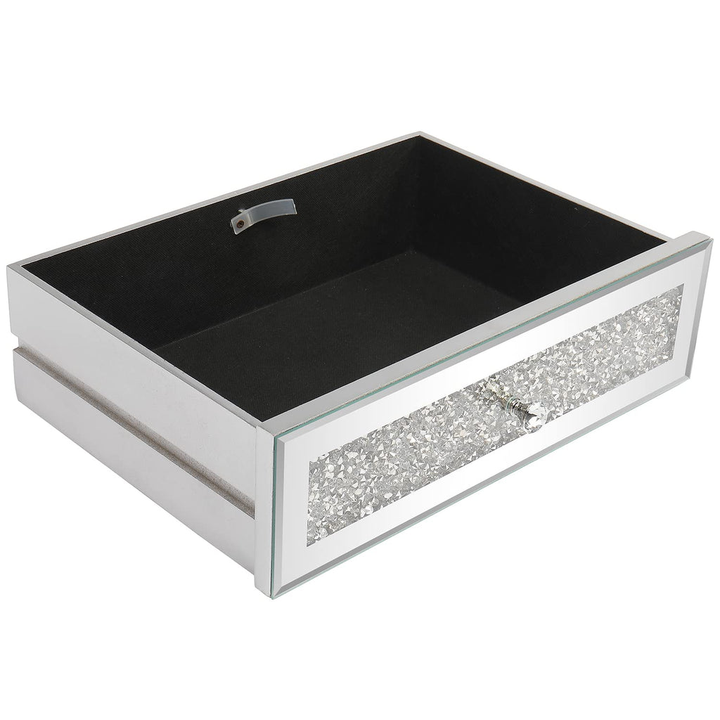 Mirrored Desk with 2 Drawers Silver Console Table Mirror Sofa Table with Crystal Inlay Front, Foyer, 42 Inch