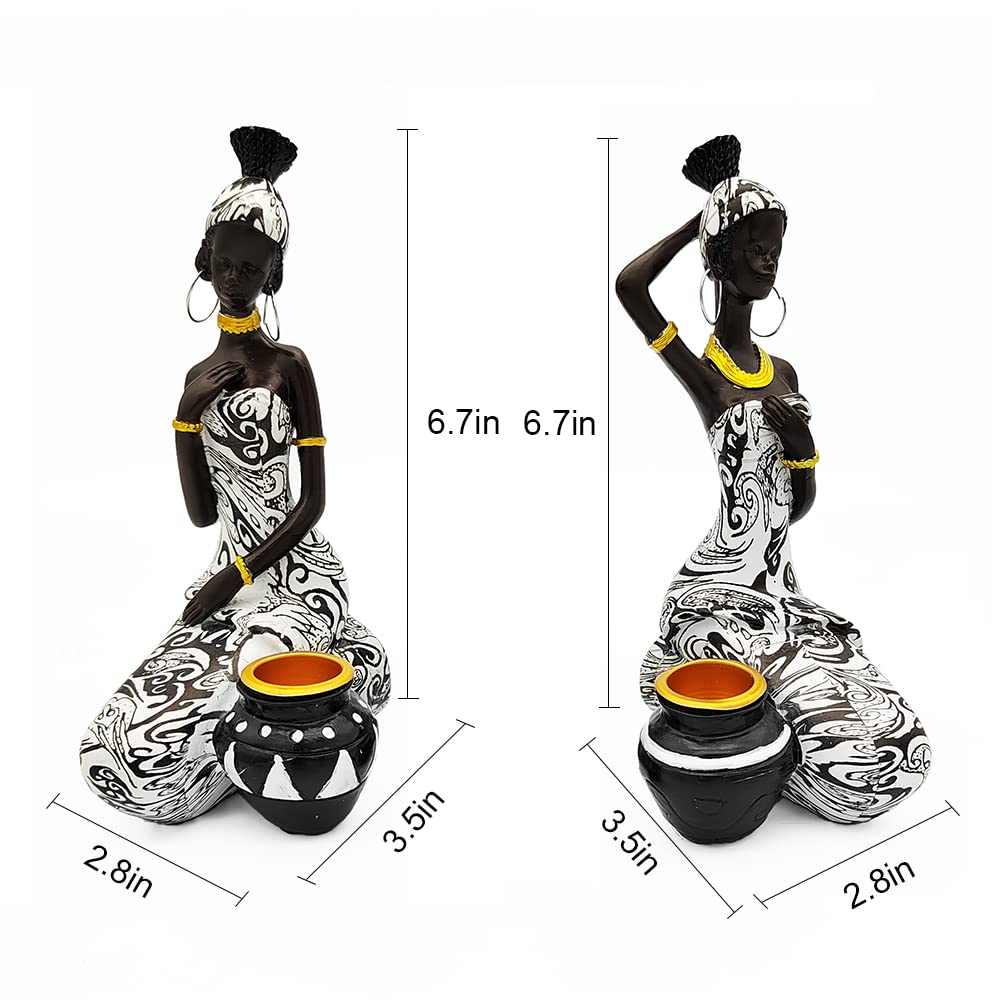 African Statues Art Sculptures Women Figure Girls Tribal Lady Figurine Black Women Home Decor Collectible Creative