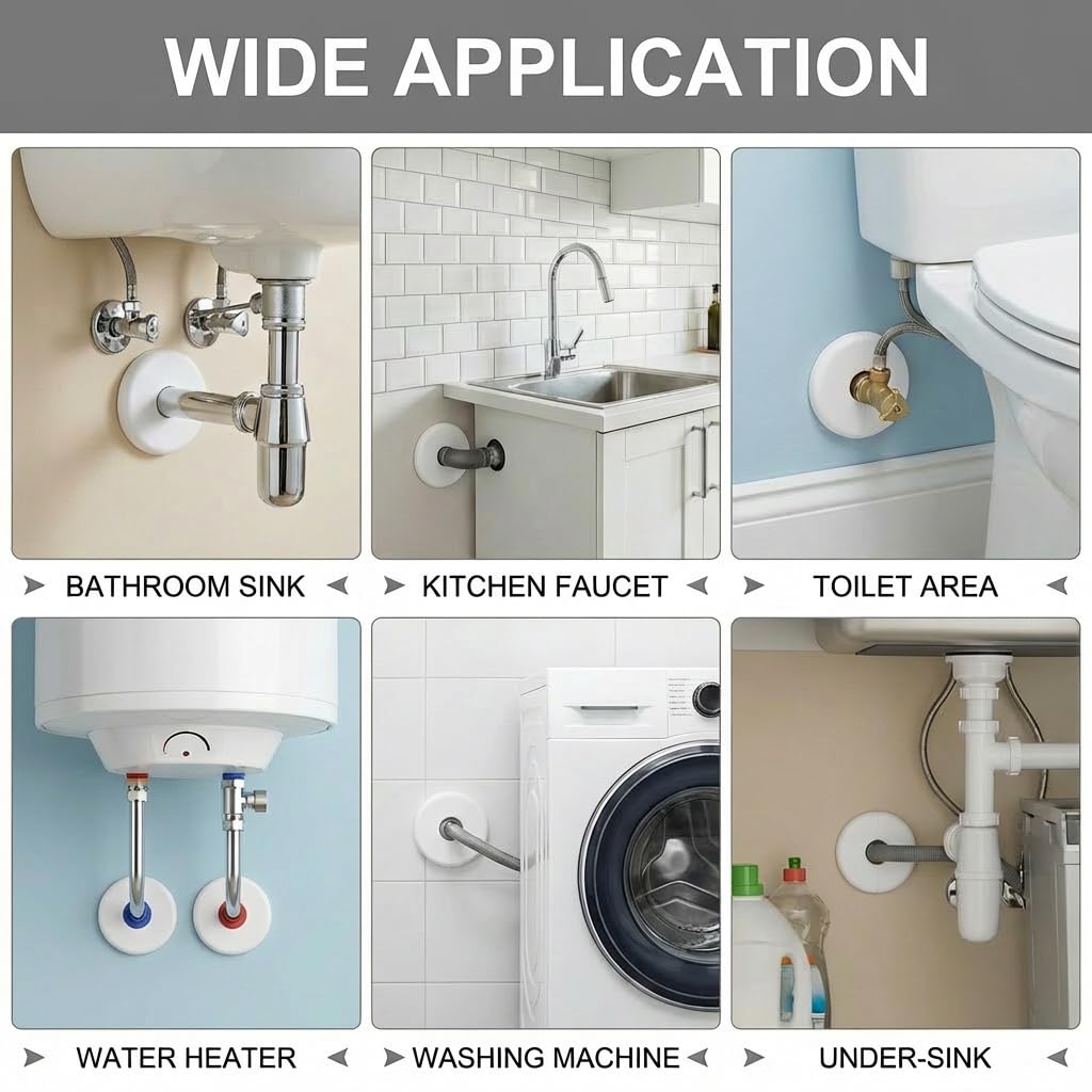 2pcs Wall Split Flange, white Self-Adhesive Pipe Cover Escutcheon Plate