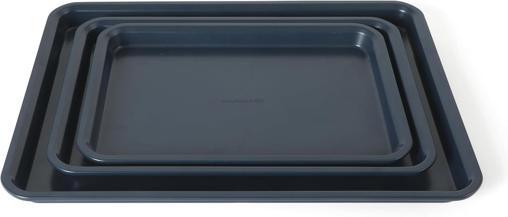 Legacy 3-Piece Cookie Sheet Set, Cookie Sheet, Metal Sheet, 3 Pieces Nonstick Sheets 18 15 13 Inch, Navy Blue
