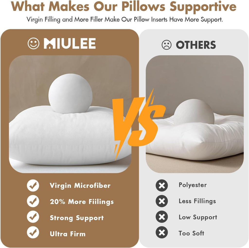 Throw Pillow Inserts 12x20 Inch with 100% Virgin Filling - Set of 2