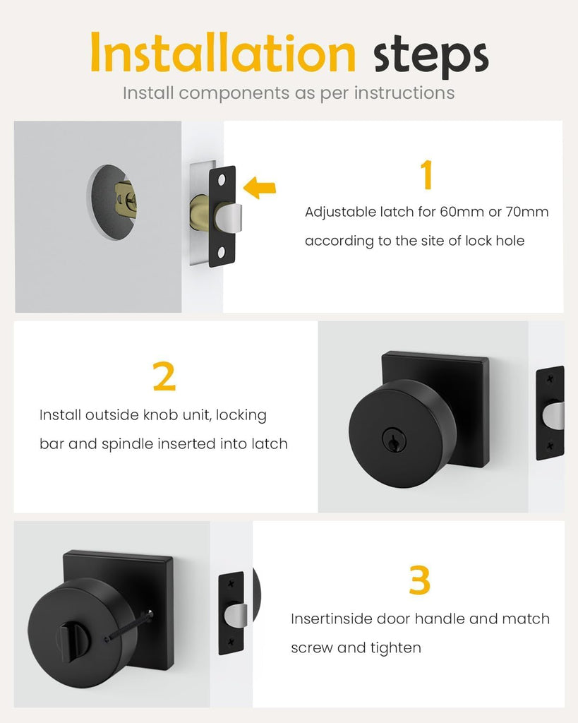 Keyed Alike Black Exterior Door Lock Set with Deadbolt 1 Pack