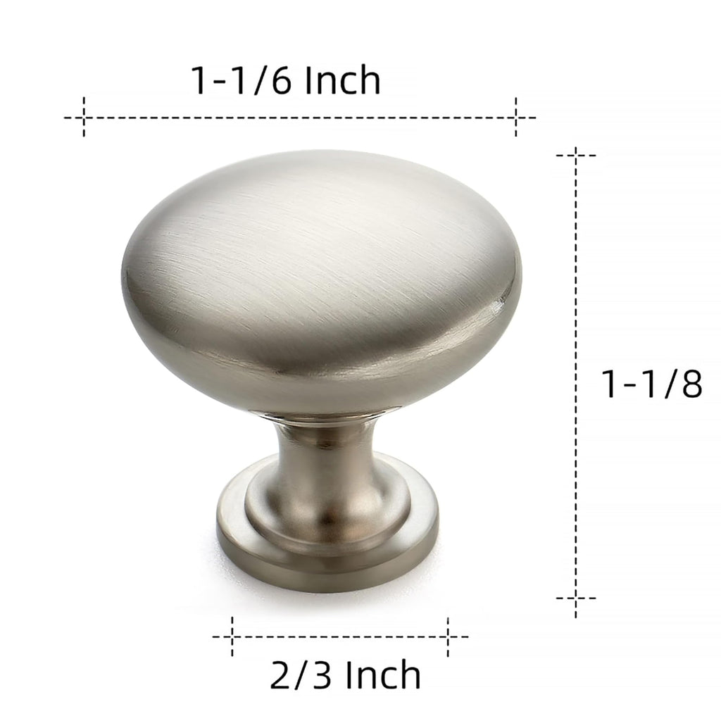 Brushed Nickel Cabinet Knobs, Zinc Knobs Drawer Pulls, 20 Pack