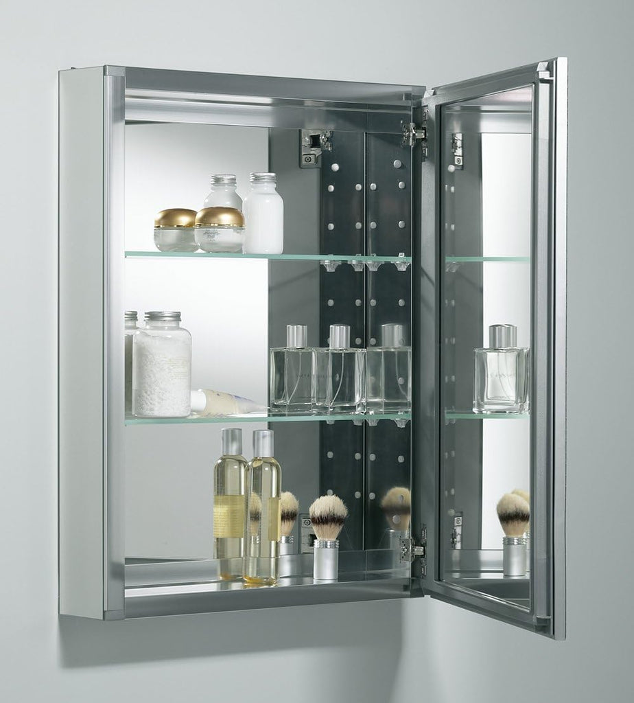 CB-CLW2026SS Aluminum Bathroom Medicine Cabinet with Mirror, Decorative Silver Framed Mirror Door, Adjustable