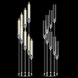 2 Sets 8 Arms 50" Tall Acrylic Candelabra Centerpieces,Clear Candle Holder, Floor Candlestick Holders with Lampshade