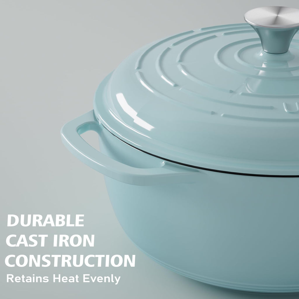 6QT Enameled Cast Iron Dutch Oven with Lid, Versatile Heavy-Duty Cookware Pot for Baking Bread, Braising, Soups &