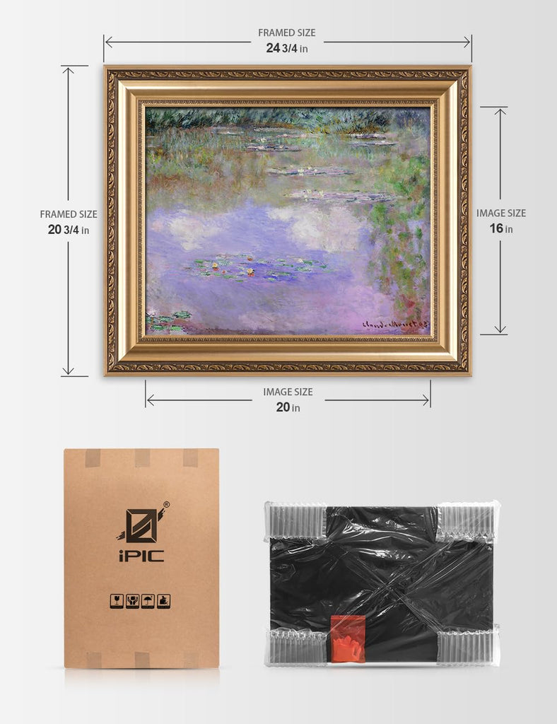 Monet Water Lilies Wall Art Framed, 1903, Image Size 20x16 in