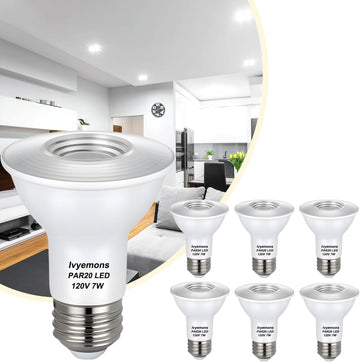 PAR20 LED Bulb Dimmable 7W 120V 5000K 480LM for Indoor & Outdoor