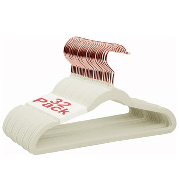 Baby Velvet Hangers Non-Slip Space Saving Swivel Hook 32 Pack Cream