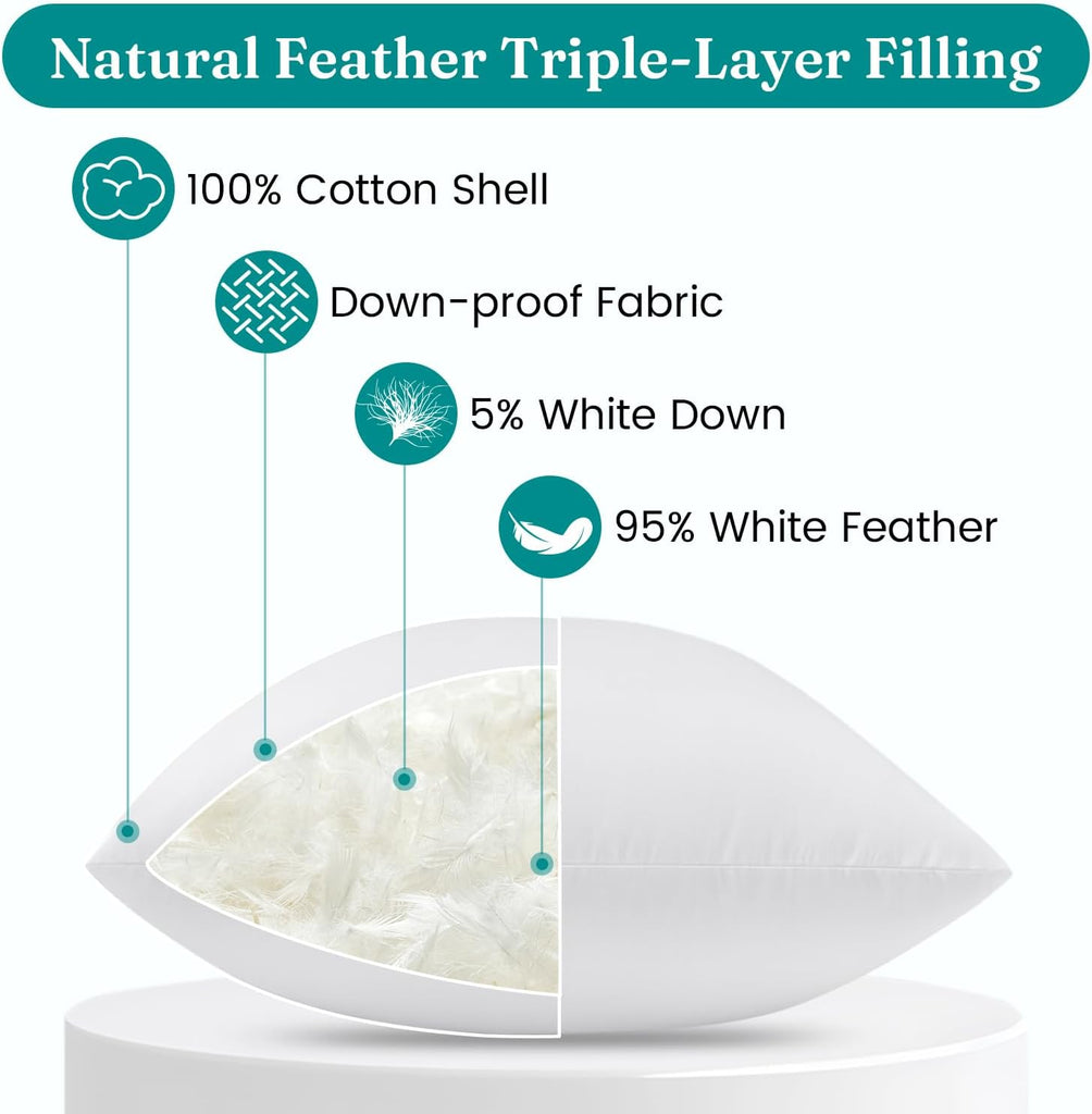 22 x 22 Down Feather Throw Pillow Inserts - Set of 2