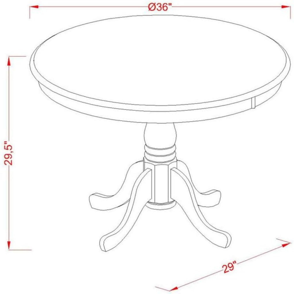 West Furniture AMT-MAH-TP Antique Dining Room Table - a Round Kitchen Table Top with Pedestal Base, 36x36 Inch