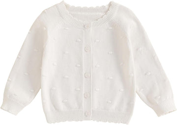 Baby Girl Cardigan Button Front Crop Sweater Long Sleeve Spring Fall Tops